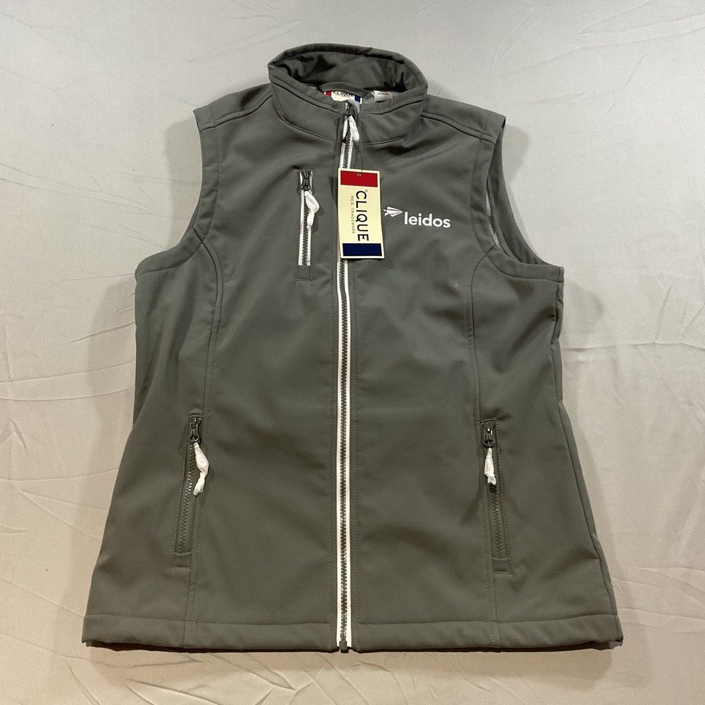 Clique Softshell Vest Gray Size Medium Full Zip Fleece Lined Leidos Logo N
